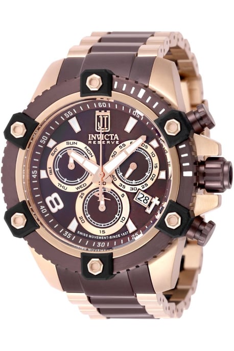 Invicta Jason Taylor 51288 Herenhorloge - Quartz Uurwerk - Roestvrij Staal met Bruine Wijzerplaat - 50 mm - Image 1