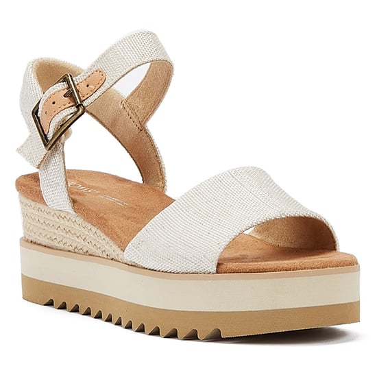 TOMS Diana Canvas Wedge Natural Vita sandaler för kvinnor - Image 2