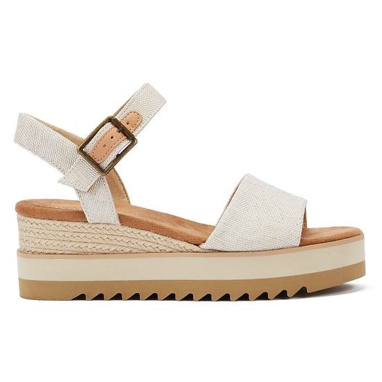 TOMS Diana Canvas Wedge Natural Vita sandaler för kvinnor - Image 4