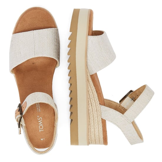 TOMS Diana Canvas Wedge Natural Vita sandaler för kvinnor - Image 6