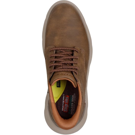 Skechers Garza Duran Leather Men's Taupe Trainers - Image 3