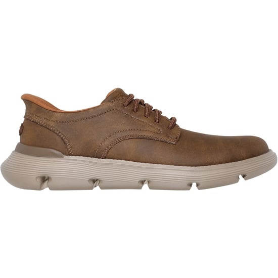 Skechers Garza Duran Leather Men's Taupe Trainers - Image 5