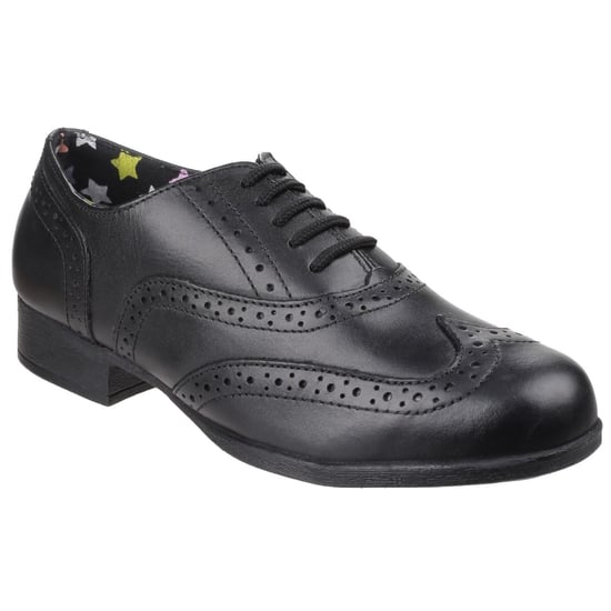 Hush Puppies Kada Junior Leather Girl's Black Brogues - Image 1