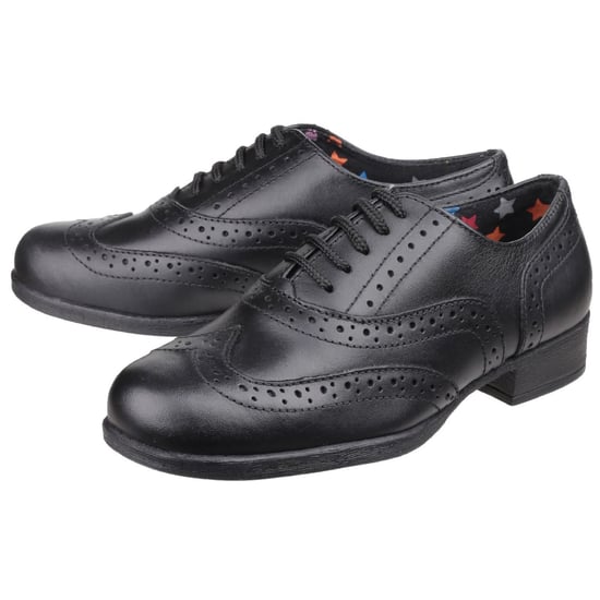 Hush Puppies Kada Junior Leather Girl's Black Brogues - Image 6