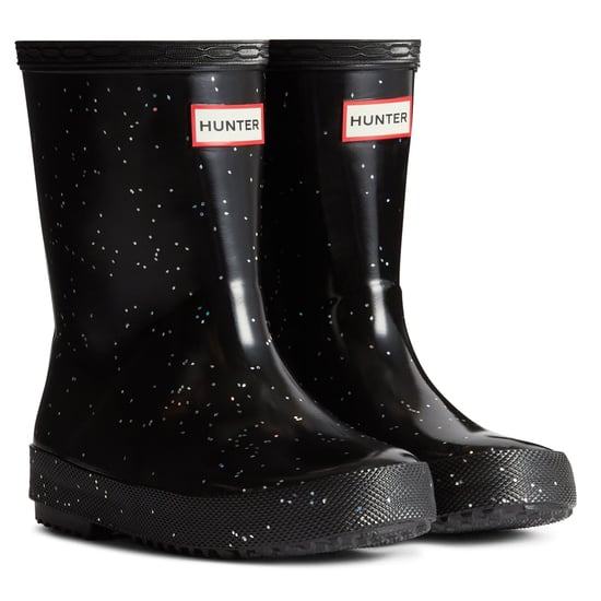Hunter Kids First Giant Glitter Rubber Kid's Black Wellington Boots - Image 1