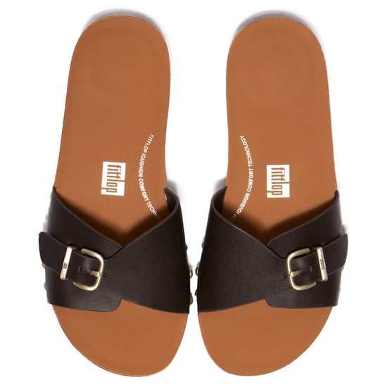 FitFlop Iqushion adjustable buckle leather slides - Image 2