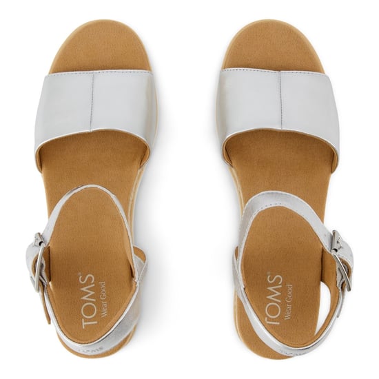TOMS Diana Läder Kvinnors Silver Wedges - Image 4