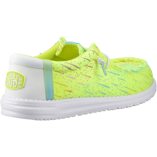 HEYDUDE Wally Party Mesh Polyester Heren Lime Punch/Witte Mocassins Schoenen - Image 2