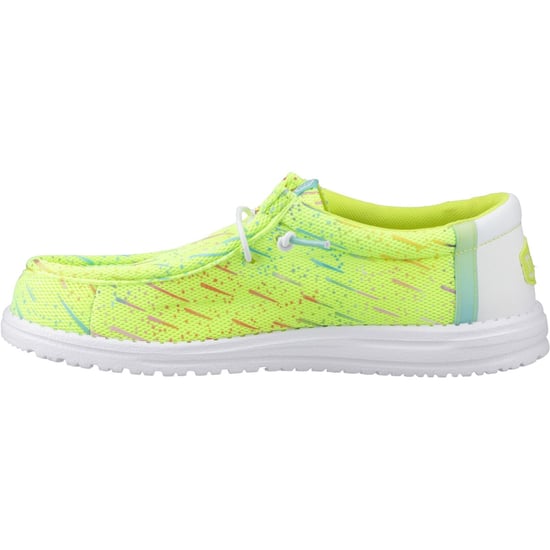 HEYDUDE Wally Party Mesh Polyester Heren Lime Punch/Witte Mocassins Schoenen - Image 4