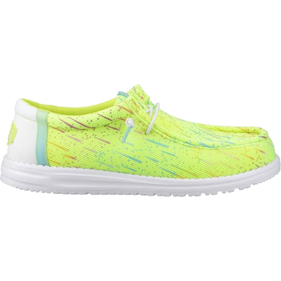 HEYDUDE Wally Party Mesh Polyester Heren Lime Punch/Witte Mocassins Schoenen - Image 5