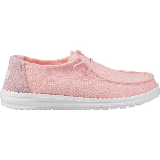 HEYDUDE Wendy Oogje Veters Katoenmix Dames Lichtroze Mocassins Schoenen - Image 5