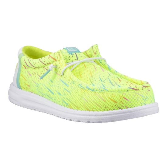 HEYDUDE Wally Party Mesh Polyester Heren Lime Punch/Witte Mocassins Schoenen - Image 6
