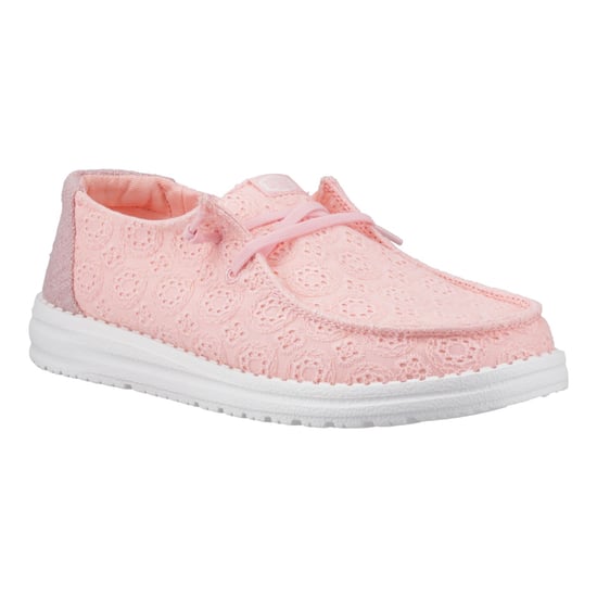 HEYDUDE Wendy Oogje Veters Katoenmix Dames Lichtroze Mocassins Schoenen - Image 6