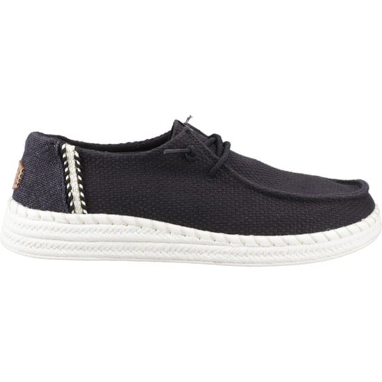 HEYDUDE Wendy Espadrille Woven Cotton Blend Women's Black Espadrilles - Image 5