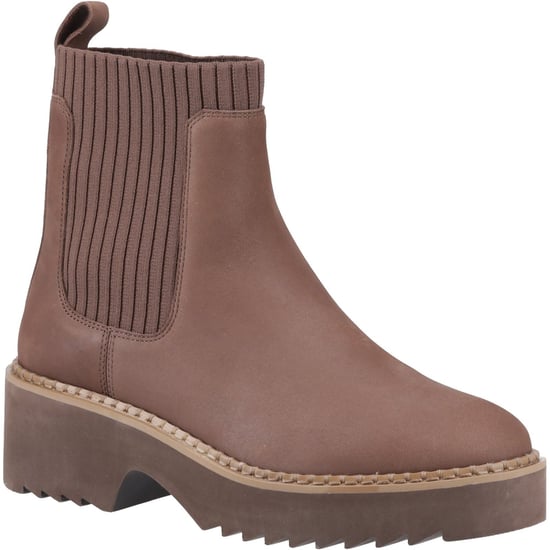 TOMS Millie Leren Dames Enkellaarsjes in Eiken Bruin met Hak - Image 1