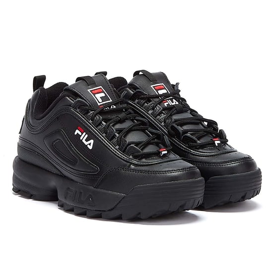 Mens Womens Fila Disruptor II Premium Trainers - (Black / White / Fila Red) - Image 1