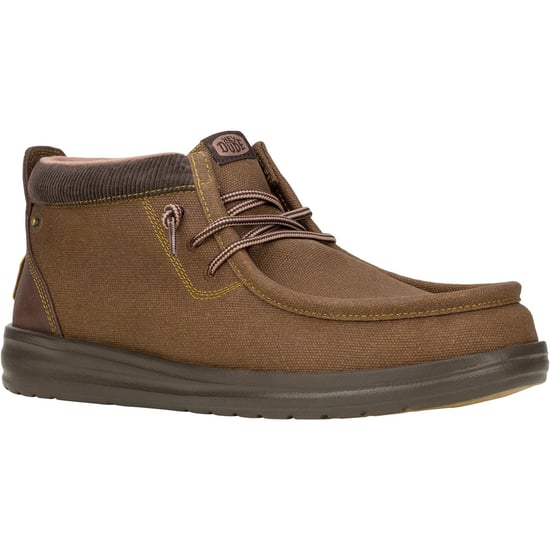 HEYDUDE Wally Mid GripR Canvas Men's Dark Brown Boots - Image 1