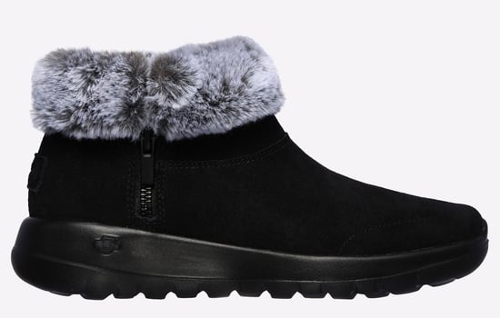 Skechers On The Go Joy Savvy Wide Mocka/Fuskpäls Damsvarta/Gråa Stövlar - Image 1