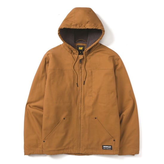 Caterpillar Gevoerde Sherpa Kaptrui Heren Bronzen Fleece Jas - Image 4