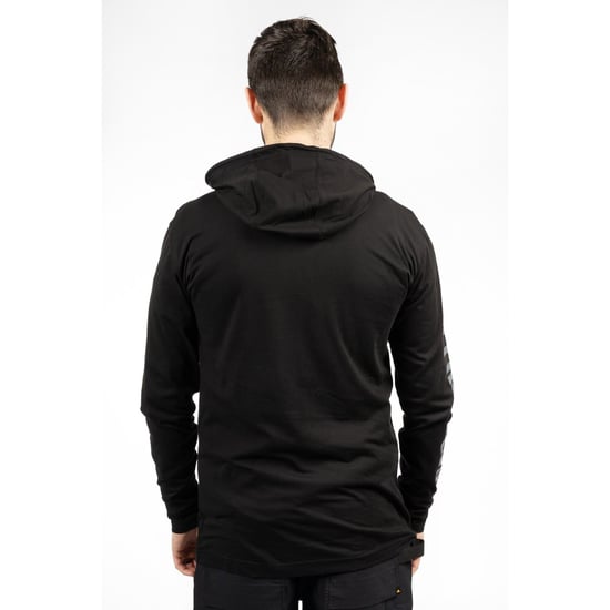 CAT 1510425 Mens Cotton Hooded Long Sleeve T-Shirt Black - Image 3