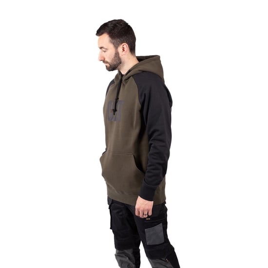 Caterpillar Raglan Bomull Herr Grön Hoodie - Image 3