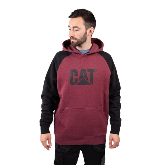 Caterpillar Raglan Bomull Mäns Röd Hoodie - Image 1