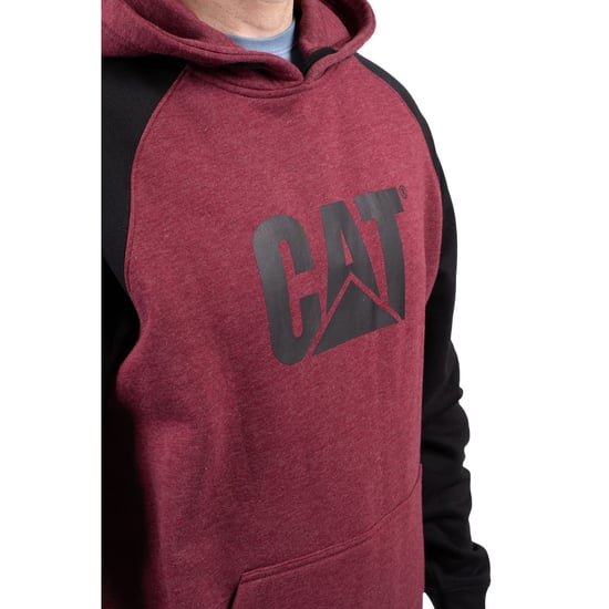 Caterpillar Raglan Bomull Mäns Röd Hoodie - Image 6