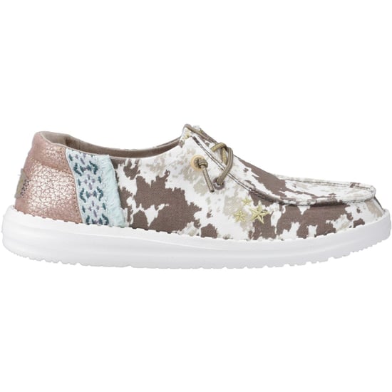HEYDUDE Wendy Disco Cow Cotton Dam Loafers Tan - Image 5