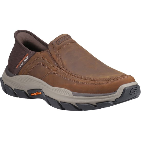Skechers Respected Elgin Leather Men's Dark Brown Wide Fit Moccasins Shoes - Image 1