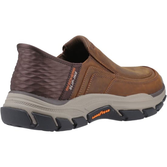 Skechers Respected Elgin Leather Men's Dark Brown Wide Fit Moccasins Shoes - Image 2