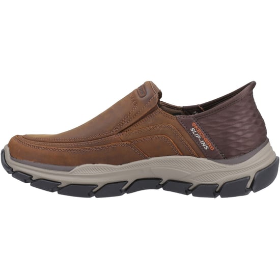 Skechers Respected Elgin Leather Men's Dark Brown Wide Fit Moccasins Shoes - Image 4