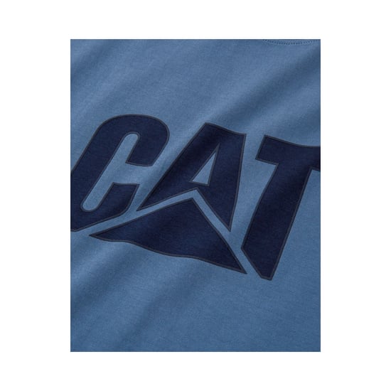 Caterpillar Trademark Logo Cotton Men's Blue Short Sleeve T-Shirts - Image 2
