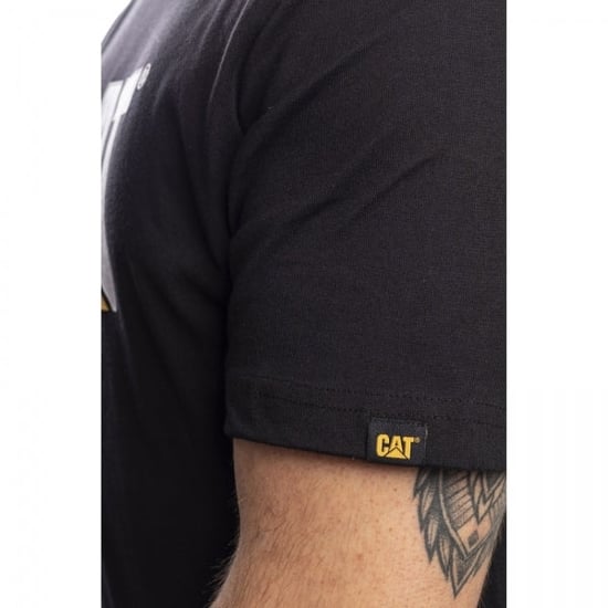 CAT TRADEMARK LOGO Mens Cotton T-Shirt Black - Image 6