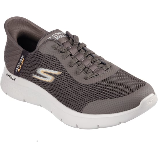 Skechers GO WALK Flex Hands Up Textile Men's Brown Trainers - Image 1
