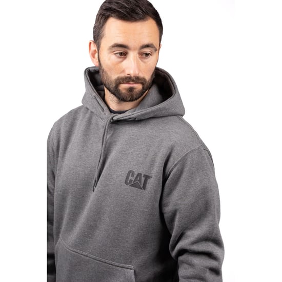 Caterpillar Trademark Banner Cotton Men's Grey Hooded Sweatshirt - Image 5