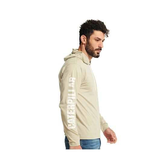 Caterpillar Kaptrui Lange Mouwen Katoenen Heren T-Shirt Beige - Image 3