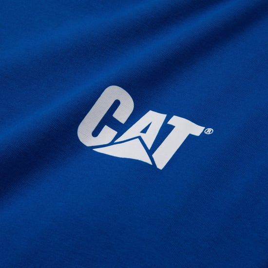 Caterpillar Merkenbanner Lange Mouwen Katoenen Heren Blauwe T-shirt - Image 4