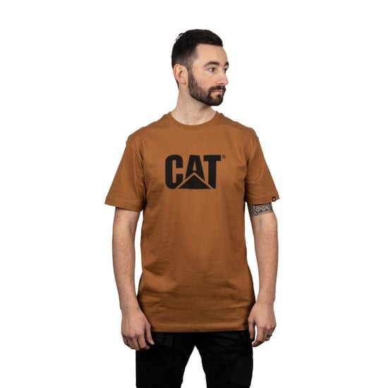 Caterpillar Varumärke Logotyp Bomull Herr Bronsskjorta T-shirtar med Kort Ärmar - Image 1