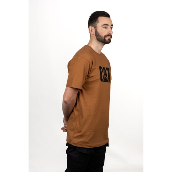 Caterpillar Varumärke Logotyp Bomull Herr Bronsskjorta T-shirtar med Kort Ärmar - Image 4
