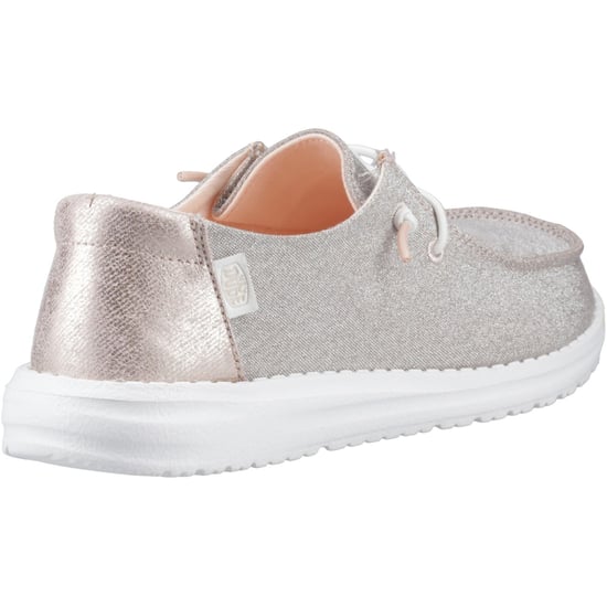 HEYDUDE Wendy Metallic Sparkle Polyester Dames Roségouden Instappers - Image 2