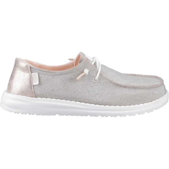 HEYDUDE Wendy Metallic Sparkle Polyester Dames Roségouden Instappers - Image 5