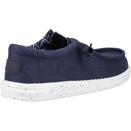 HEYDUDE Wally Canvas 100% Cotton Men's Navy Boat Shoes - Image 2