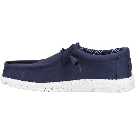 HEYDUDE Wally Canvas 100% Cotton Men's Navy Boat Shoes - Image 4