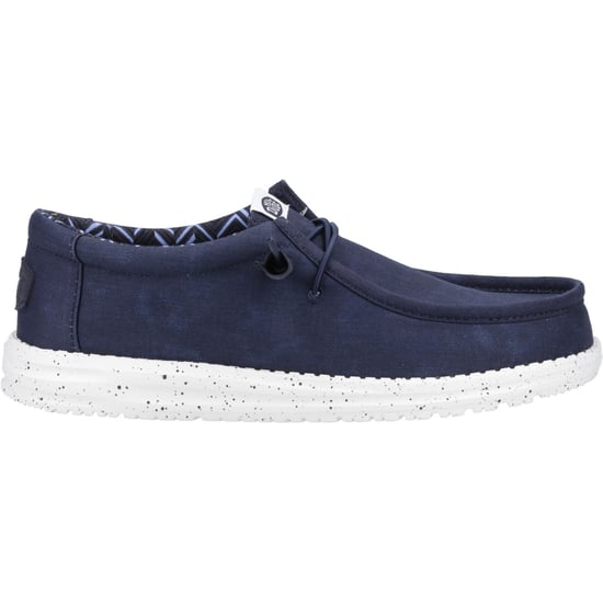 HEYDUDE Wally Canvas 100% Cotton Men's Navy Boat Shoes - Image 5