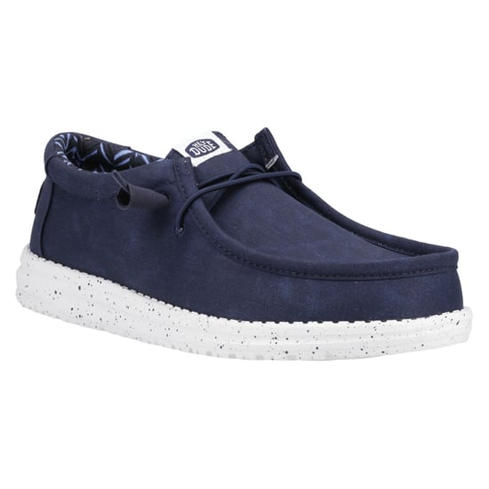 HEYDUDE Wally Canvas 100% Cotton Men's Navy Boat Shoes - Image 6