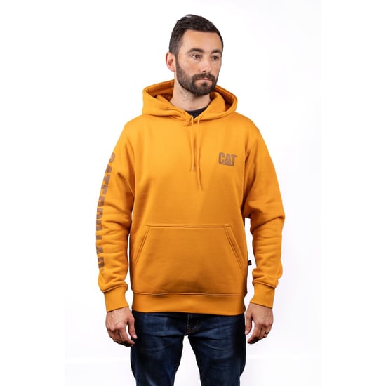 Caterpillar Merkenbanner Katoenen Gele Hoodie voor Mannen - Image 1