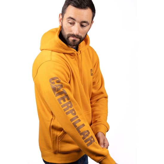 Caterpillar Merkenbanner Katoenen Gele Hoodie voor Mannen - Image 4