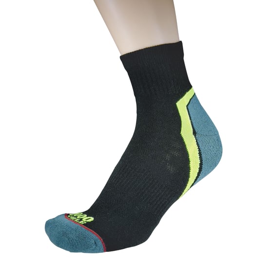1000 Mile - Mens Active Quarter Repreve Padded Socks with Flat Toe Seam - Black / Teal - Image 3