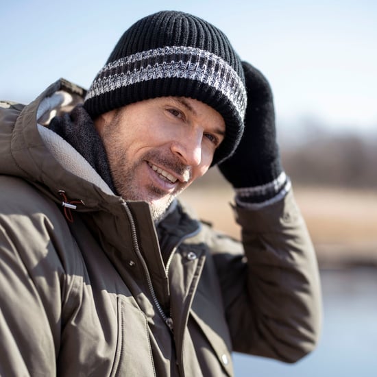 Mens Turnover Cuff Winter Beanie | Värmehållare | Stickad randig termisk mössa - Denim - Image 3