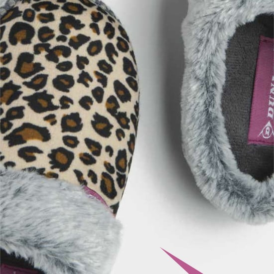 Dunlop - Dames Schattige Gezellige Pluche Geheugenfoam Gebreide Slippers Met Open Achterkant Muiltjes - Image 3